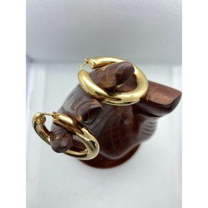 Vintage 925 Sterling Silver Italy 1.5 inch Gold Toned Hoop Earrings